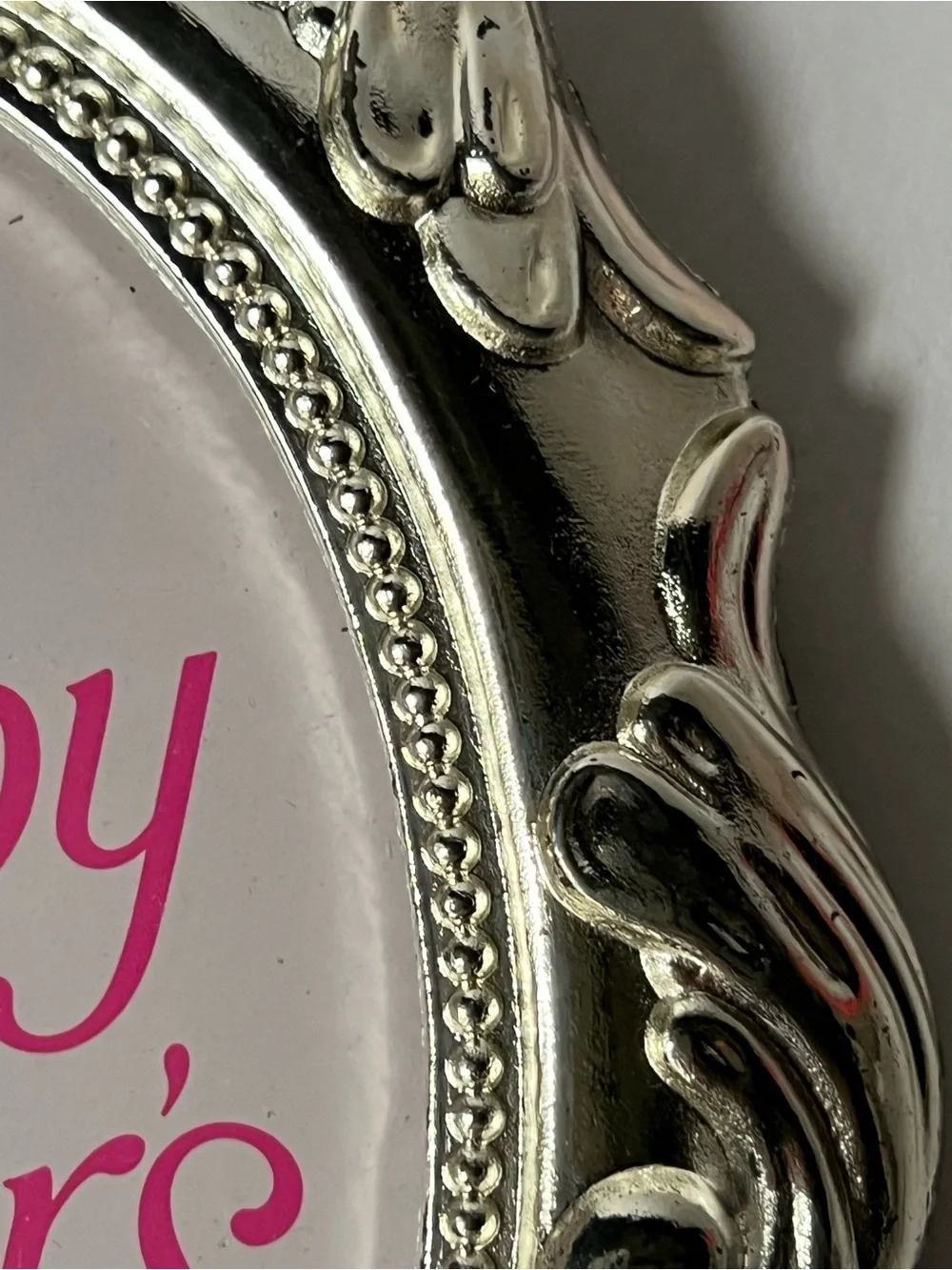 Vintage Telefloral  heavyweight, silver metal ornate oval picture frame